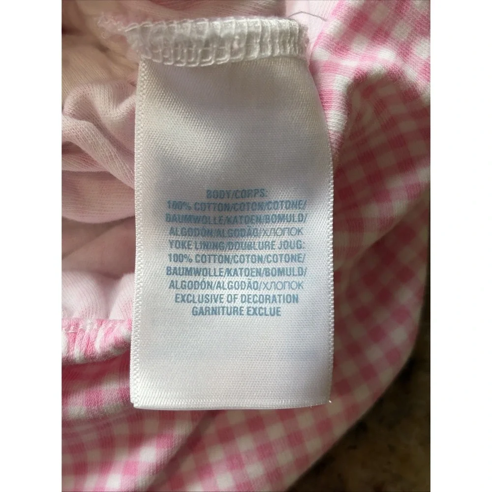 Ralph Lauren Pink White Gingham Check Preppy Bow Bodysuit Romper Baby Girl 3M